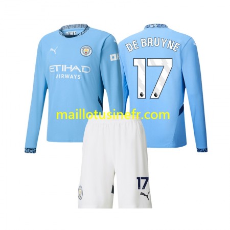 Maillot de Foot Manchester City Kevin De Bruyne 17 Domicile 2024-25 Manches Longues - Enfant